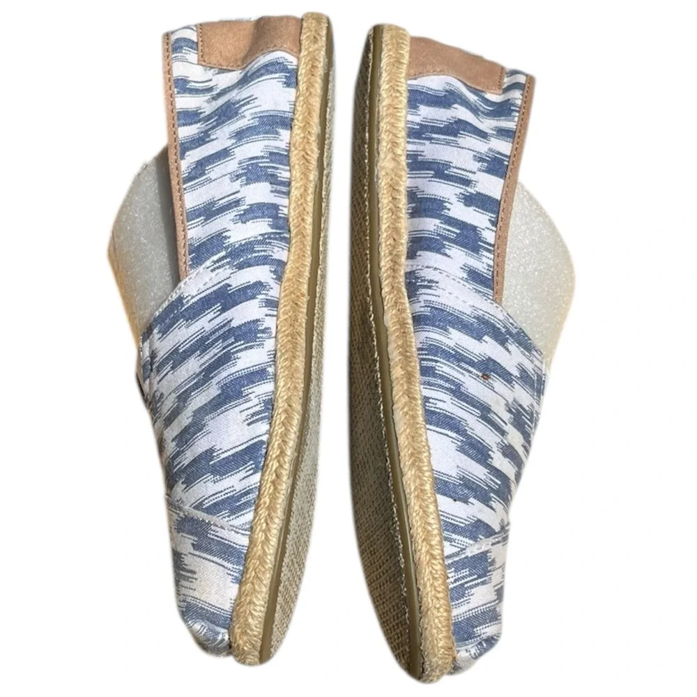 Toms Alpargata Rope‎ Espadrille Flat Slip On Blue White Shoe Casual Women's 8.5